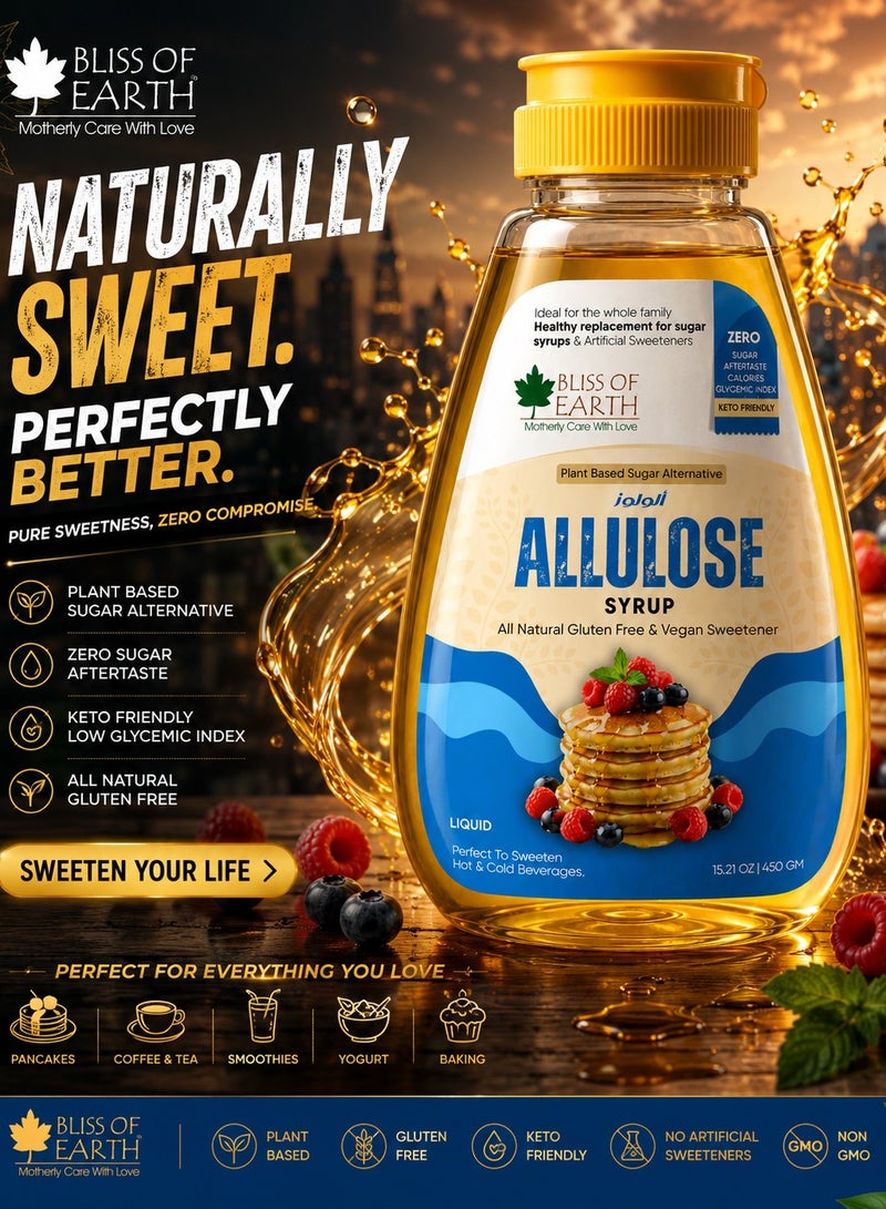 Bliss of Earth Allulose Syrup 450g | Natural Sugar & Maple Syrup Substitute | Keto Friendly Low-Calorie Liquid Sweetener for Coffee, Tea, Baking & Pancakes | Zero Sugar Natural Sweetener - Image 2