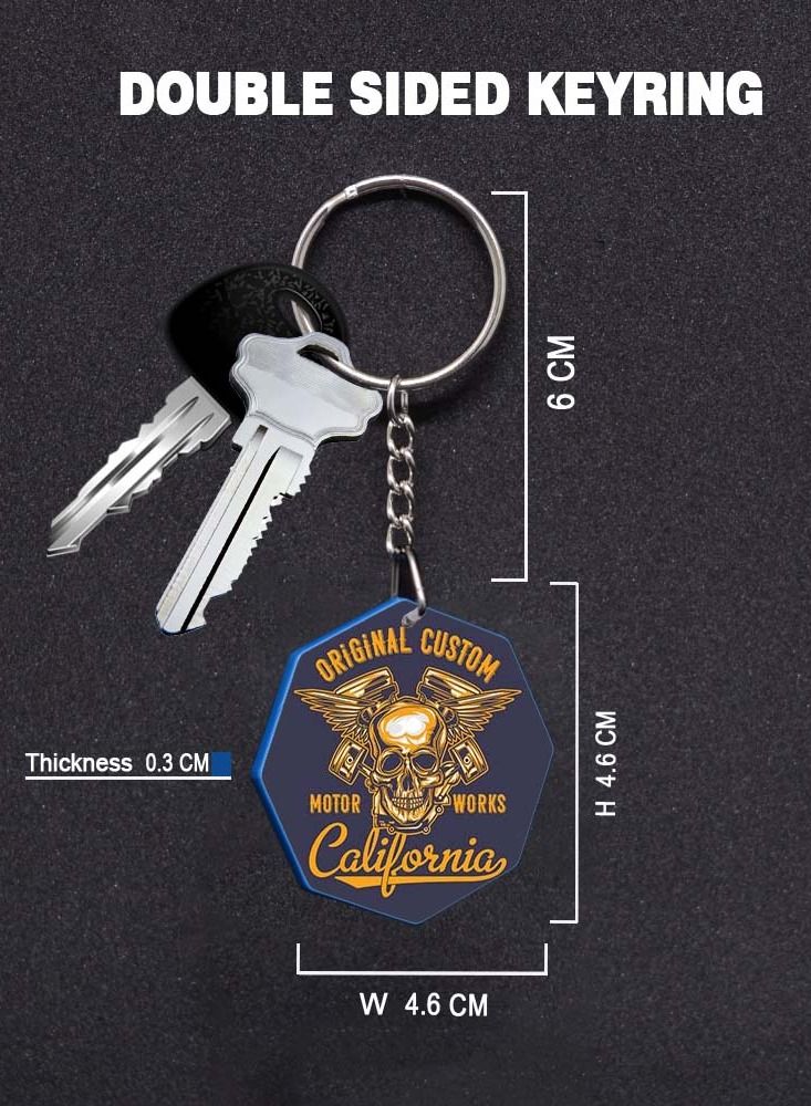 Service Zone Keychain Small Gift To Love One Octagon Shape With Double Side Print Original Custom Motor works California 