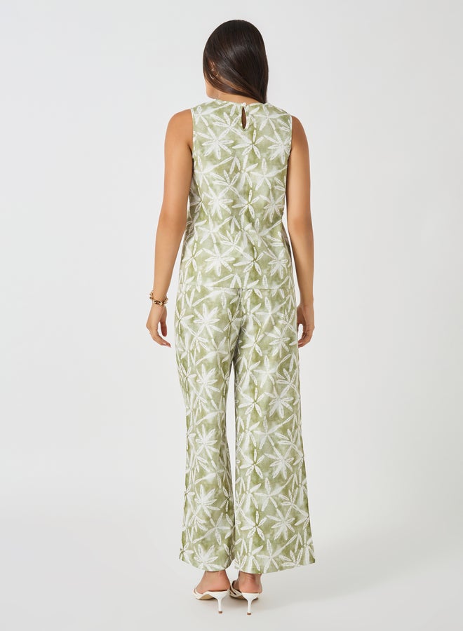 Styli All-Over Print Sleeveless Top and Wide Leg Pants Co-Ords  - Image 4
