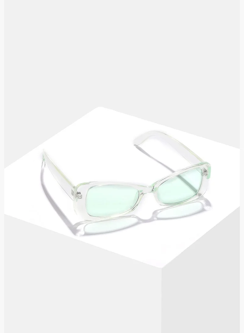 French Accent Men Black Lens Green Cateye Sunglasses