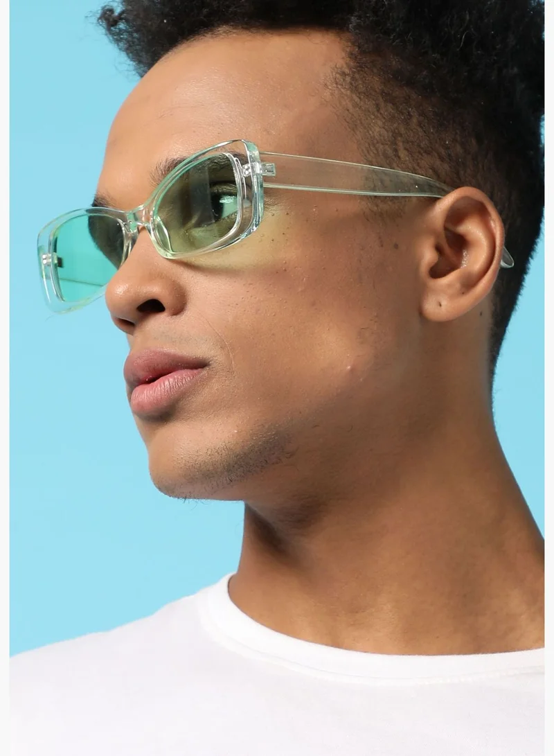 French Accent Men Black Lens Green Cateye Sunglasses