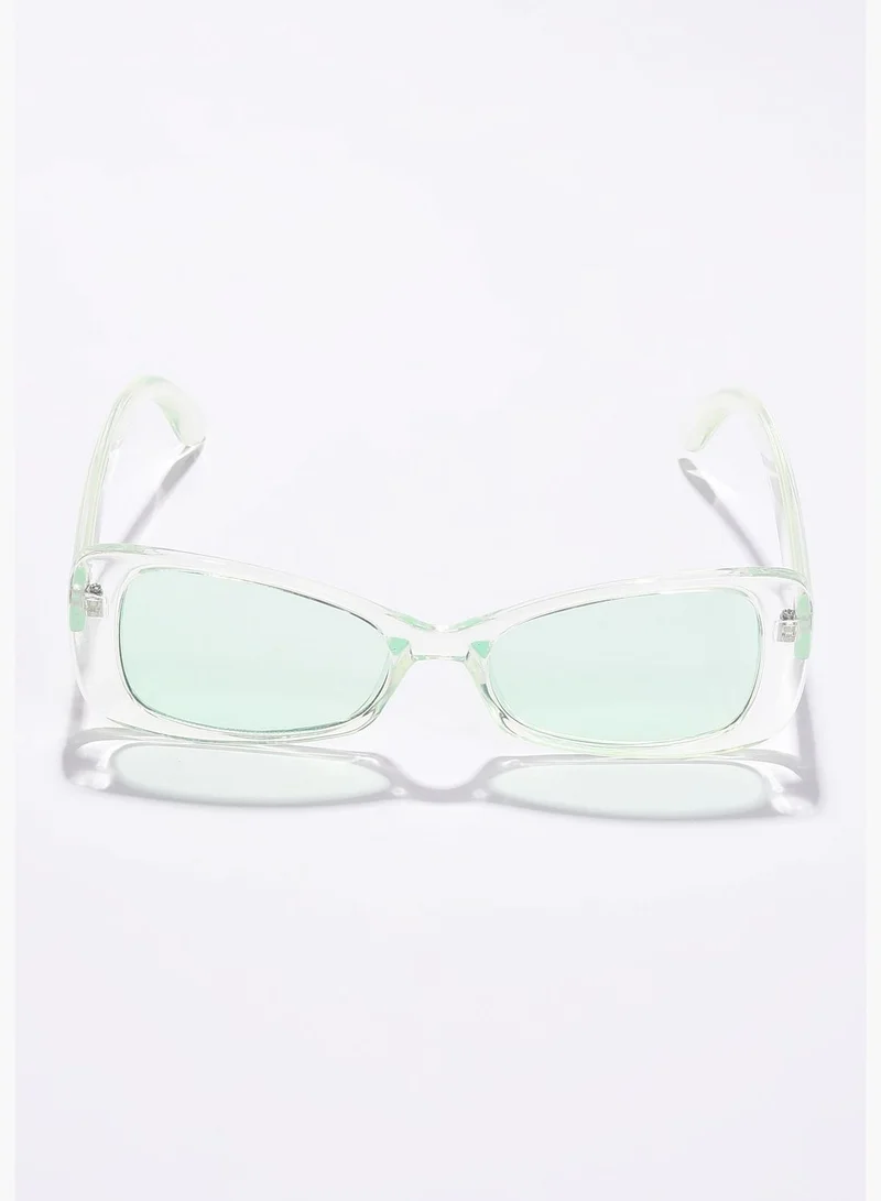 French Accent Men Black Lens Green Cateye Sunglasses