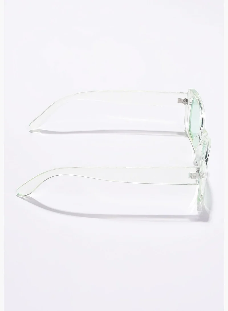 French Accent Men Black Lens Green Cateye Sunglasses