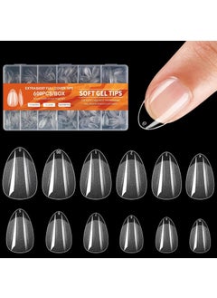 Bluezoo BlueZOO Extra Short Almond Nail Tips 600Pcs Soft Gel Full Cover Nail Tips, Half Matte Acrylic Fake Nails for Extension Nail Manicure Salon Home DIY, Clear Almond Pre Shaped Press On Nails, 12 Sizes 