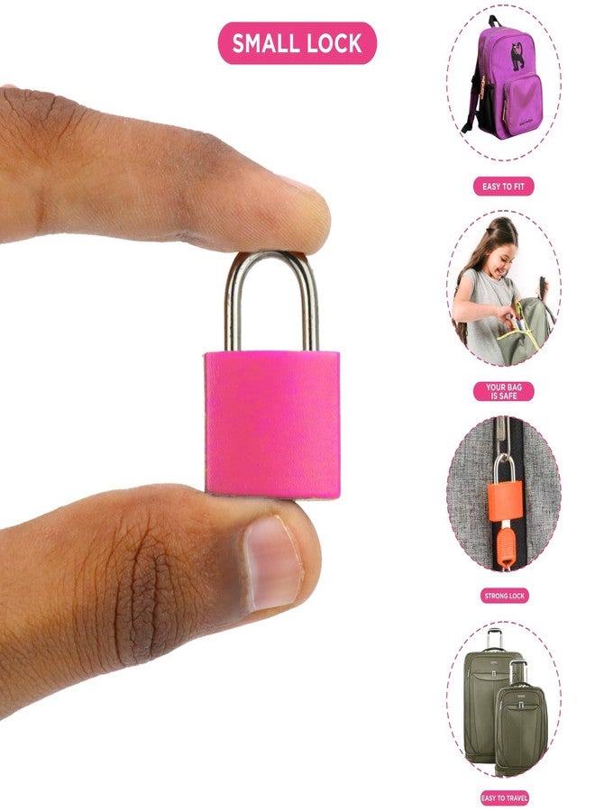 NFI essentials Set of 8 Suitcase Locks, Multicolor Luggage Padlocks Set, Lock with Keys, Small Luggage Locks, Mini Locker, Zipper Lock, Tiny 20mm for School Gym Backpack - Image 3