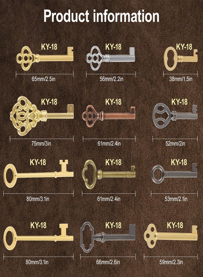 VYH Skeleton Key Set, 12-Key Universal Replacement Skeleton Keys Kit for Antique Dresser, Chinese Cabinet, Antique Furniture, and Old Style Cabinets or Doors - Image 2