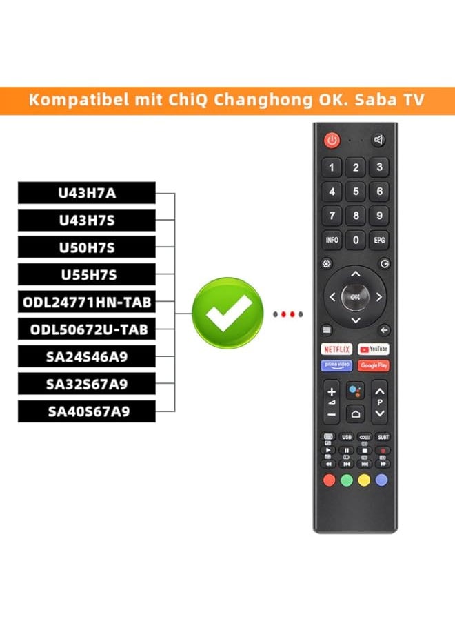HuHa Gvirtue Remote Control Replacement for Changhong UHD TV - Suitable for Changhong Remote Control U43H7A U43H7S U50H7S U55H7S for OK. ODL24771HN-TAB ODL50672U-TAB for Saba SA24S46A9 SA32S67A9 SA40S67A9  - Image 2