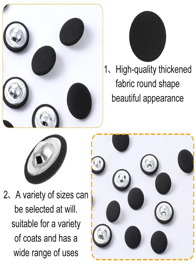 oruola أورولا 50 قطعة أزرار تنجيد للتنجيد، أزرار بدلة سوداء، 3 أحجام من أزرار الساتان للبدلات والفساتين والبلوزات والسترات القماشية، 18 مم 7/10 إنش، 15 مم 5/8 إنش، 11.5 مم 9/20 إنش أزرار سوداء - Image 3