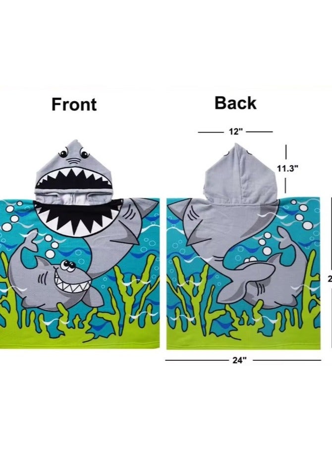 Kids Towel for 1-6 Years Toddler Kids Hooded Towel Microfiber Bath Towel Super Soft Robe Poncho Bathrobe Girls Swimming Beach Holiday Water Playing Girls Beach Pool Bath Swim Coverups Shark - Image 4