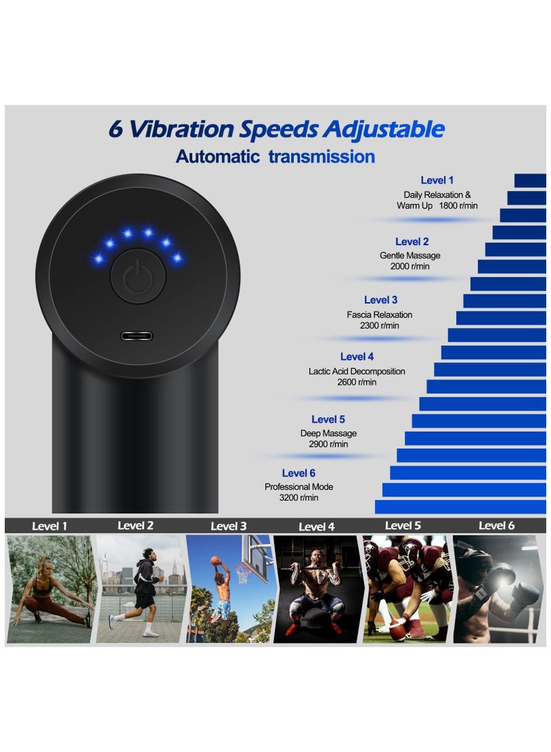 مسدس تدليك الأنسجة العميقة المحمول الصغير، مع 4 رؤوس و6 سرعات - Image 4