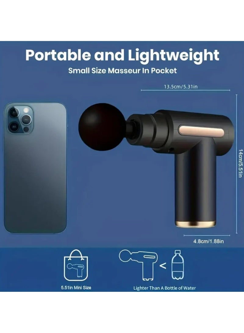 مسدس تدليك الأنسجة العميقة المحمول الصغير، مع 4 رؤوس و6 سرعات - Image 3