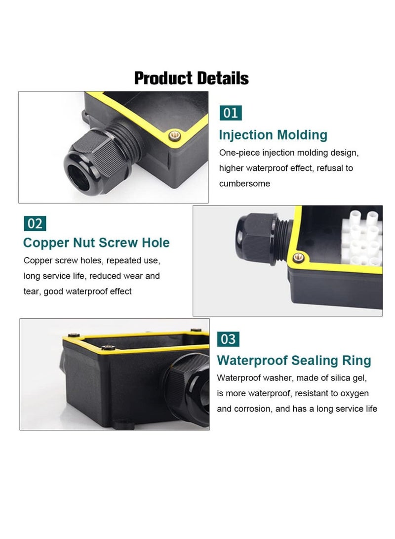 SYOSI Junction Box Outdoor Waterproof Electrical Box 3 Way Plug Line Plastic External Junction Box M25 Coaxial Wire Connector Electric Power Cord Boxes Suitable for Outdoor Lights (3 Way) - Image 4