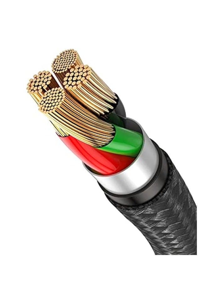 Lazor Titan 3 In 1 Fast Charging Cable With Durable Nylon Braided Wire C58 Black- 1M - Image 3