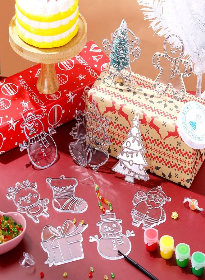 Capoda 36 Sets Christmas Suncatchers Xmas Gift Ornaments DIY Window Paint Art Suncatchers Santa Snowman Reindeer Sun Catchers Christmas Crafts Classroom Activities Art Project (Santa Snowman) - Image 5