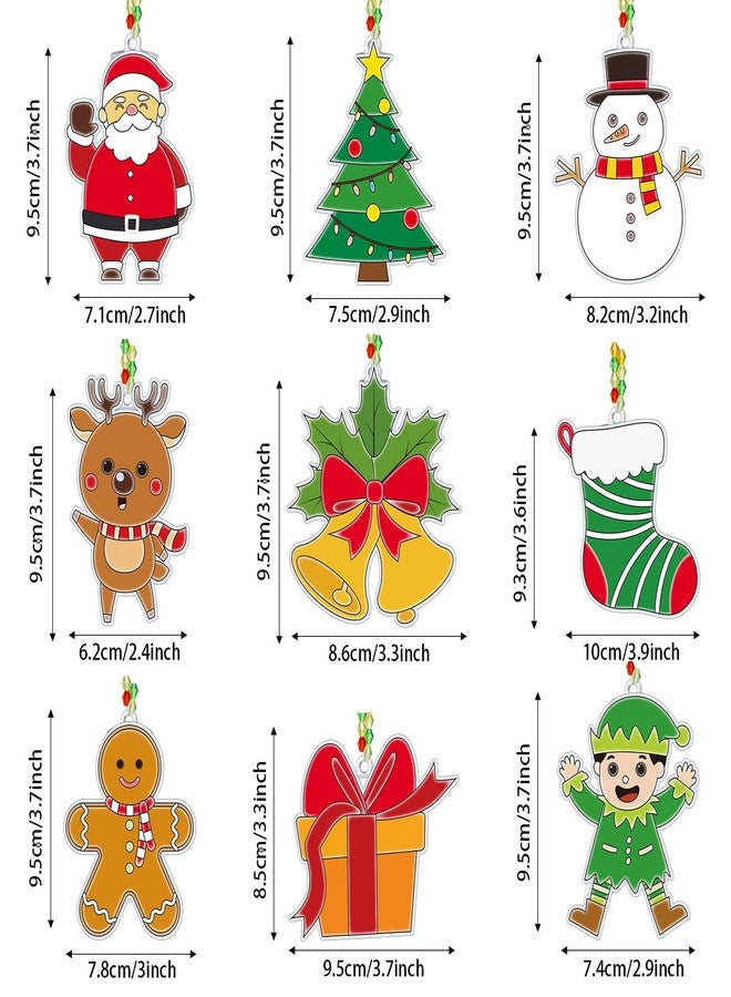 Capoda 36 Sets Christmas Suncatchers Xmas Gift Ornaments DIY Window Paint Art Suncatchers Santa Snowman Reindeer Sun Catchers Christmas Crafts Classroom Activities Art Project (Santa Snowman) - Image 3