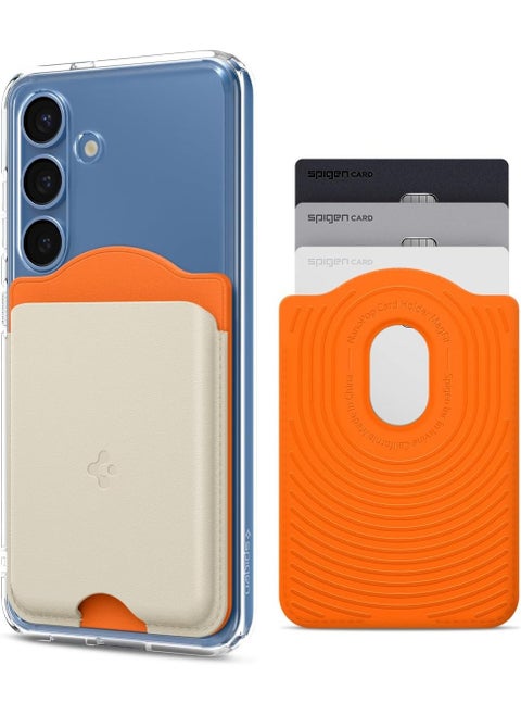 Nano Pop (MagFit) MagSafe Wallet Card Holder [3 Cards] for Samsung Galaxy S25 series with Magnetic Case only and MagSafe compatible with iPhone 16/15/14/13/12 Models - Orange Beige