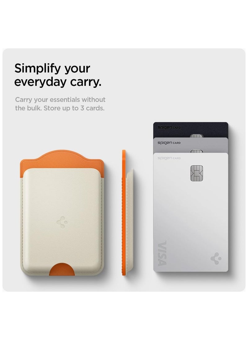 Spigen Nano Pop (MagFit) MagSafe Wallet Card Holder [3 Cards] for Samsung Galaxy S25 series with Magnetic Case only and MagSafe compatible with iPhone 16/15/14/13/12 Models - Orange Beige  - Image 4