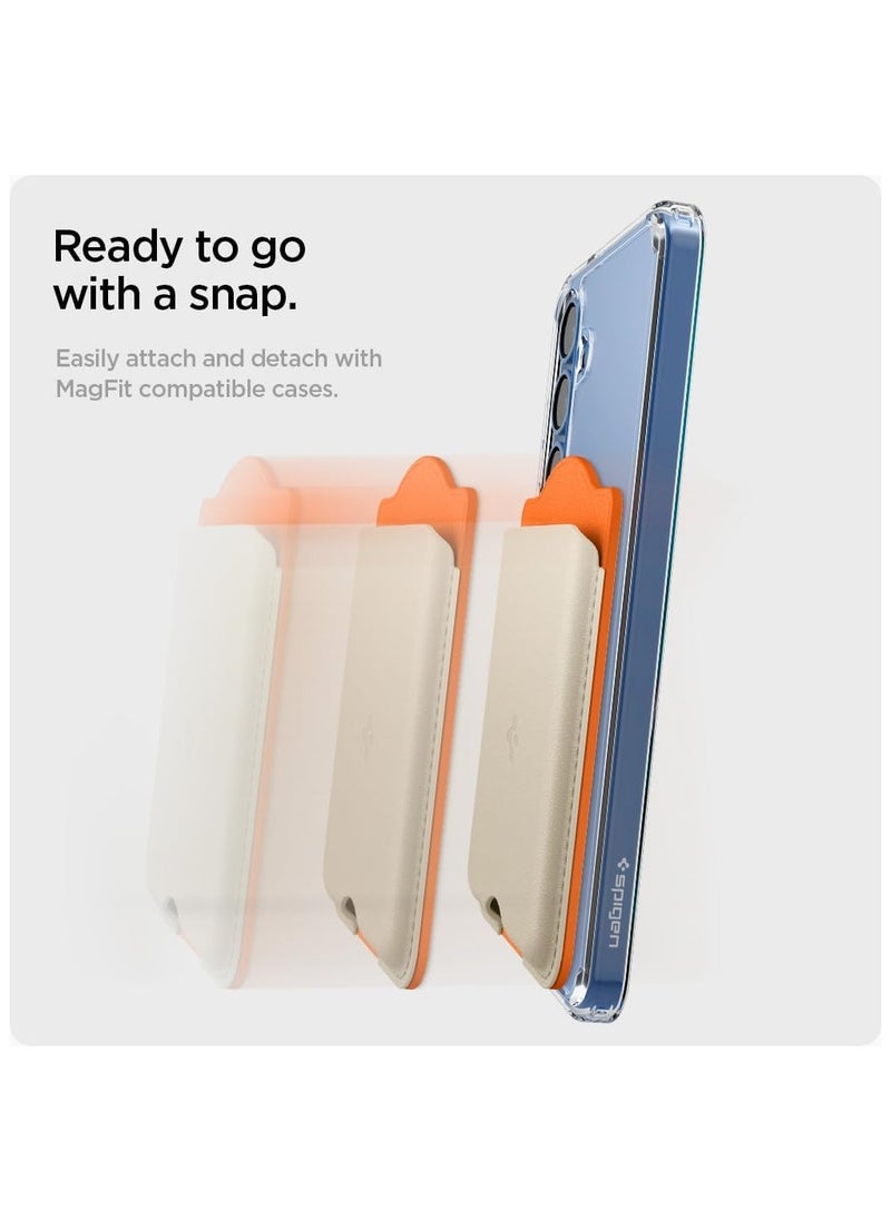 Spigen Nano Pop (MagFit) MagSafe Wallet Card Holder [3 Cards] for Samsung Galaxy S25 series with Magnetic Case only and MagSafe compatible with iPhone 16/15/14/13/12 Models - Orange Beige  - Image 5
