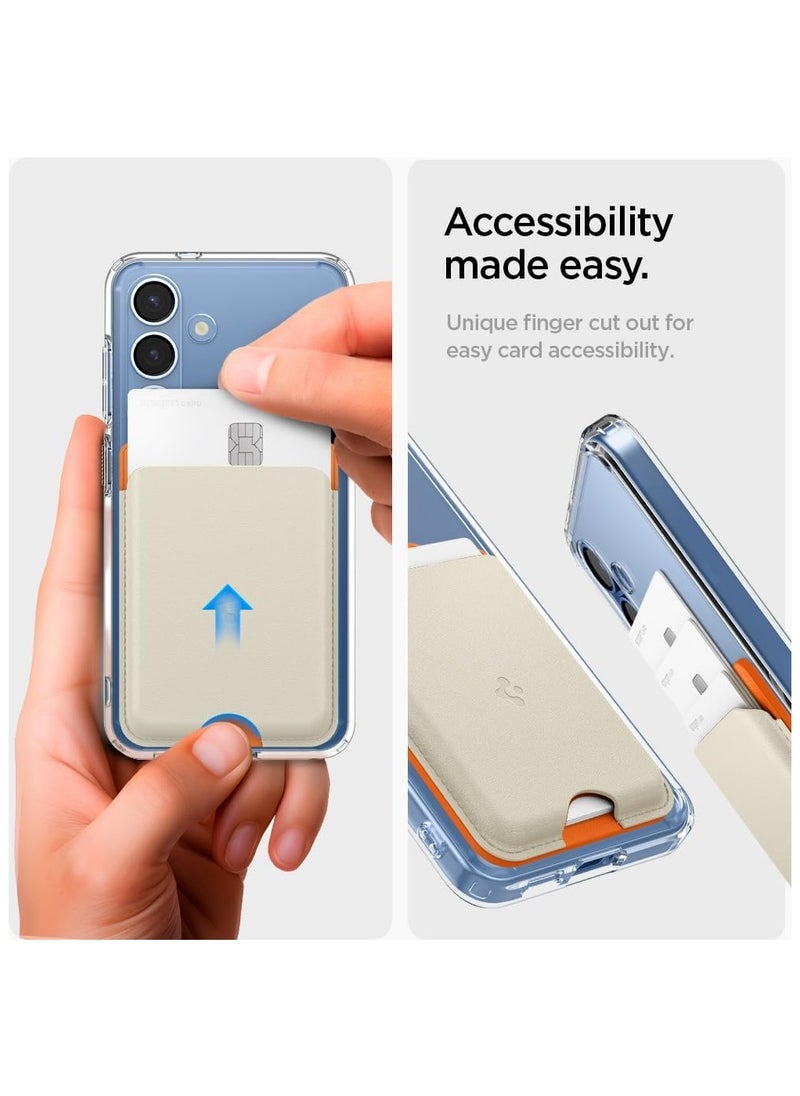Nano Pop (MagFit) MagSafe Wallet Card Holder [3 Cards] for Samsung Galaxy S25 series with Magnetic Case only and MagSafe compatible with iPhone 16/15/14/13/12 Models - Orange Beige