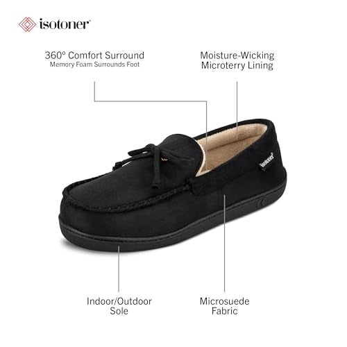 Isotoner Indoor/Outdoor Microsuede Moccasin Slippers with Memory Foam Comfort and Arch Support - Image 2