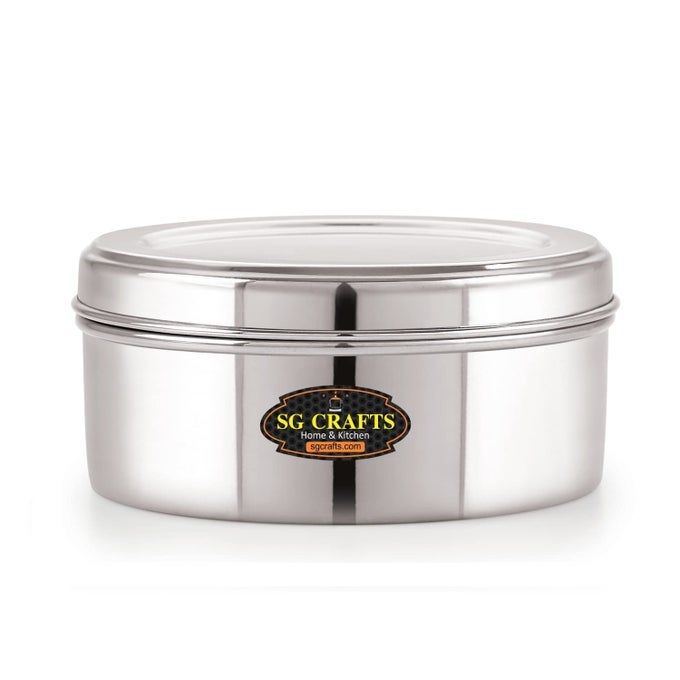 STAINLESS STEEL FLAT CANISTERSPURI DABBASTORAGE CONTAINERS SET OF 1 1000 ML