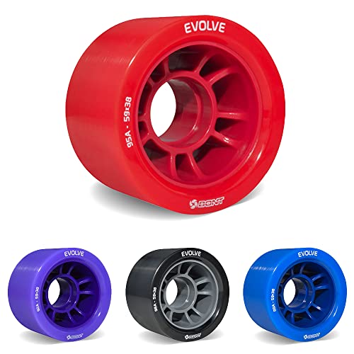 Bont Skates Evolve Roller Derby Skate Wheel Indoor Roller Skate Wheels Rollerskate Wheels Red 95A Set of 4 Wheels Red 95A Set of 4 Wheels - Image 1