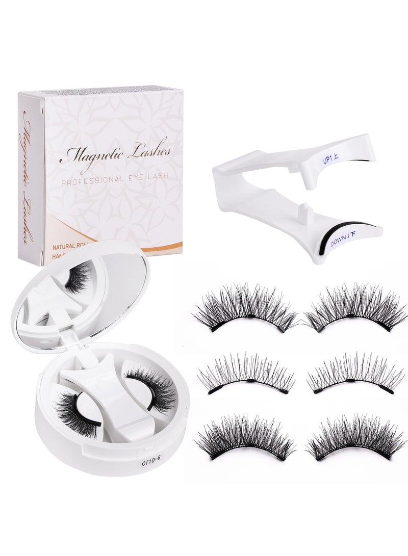 رموش مغناطيسية قابلة لإعادة الاستخدام، 2 زوج من الرموش الاصطناعية، رموش قطط مغناطيسية مظهر طبيعي مع جهاز التطبيق، لا حاجة للصمغ، طقم رموش اصطناعية سهل الاستخدام والإزالة - Image 1