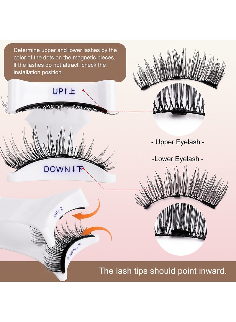 رموش مغناطيسية قابلة لإعادة الاستخدام، 2 زوج من الرموش الاصطناعية، رموش قطط مغناطيسية مظهر طبيعي مع جهاز التطبيق، لا حاجة للصمغ، طقم رموش اصطناعية سهل الاستخدام والإزالة - Image 4