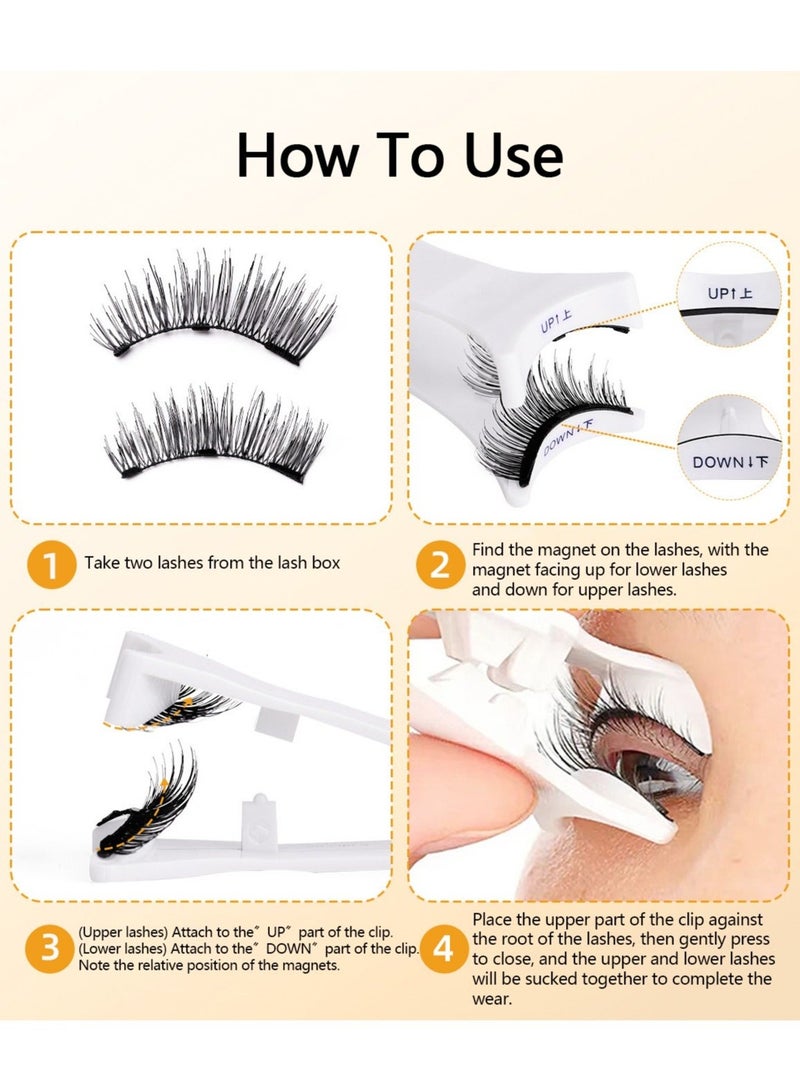 2 Pairs Magnetic Eyelashes, Natural Cat Eye False Eyelashes with Applicator, Glue-Free Reusable Magnetic Lashes for Sensitive Eyes, Easy to Apply and Remove, No Mascara Needed - Image 3