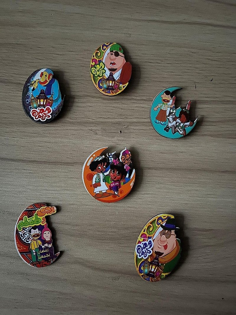 Ramadan Kareem Characters Tallaja Magnet -6 Pieces Wooden Printed Design For Your Tallaja