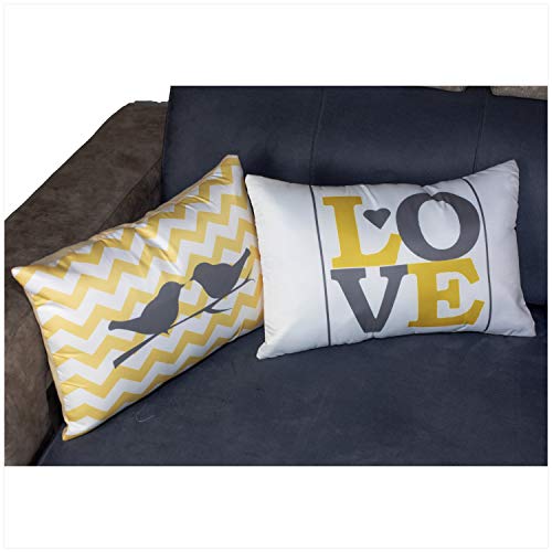 Vendola Iris Yellow Decorative Printed Satin Cushion/Throw/Pillow Covers (Multicolour) Set of 2 Pieces (12X18 Inches Rectangle Cushion Covers) (Iris Yellow Love, 12X18 Cushion Covers) - Image 1