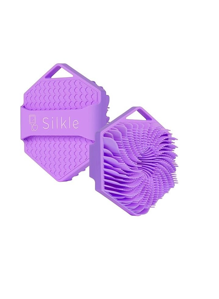 Silicone Body Scrubber – Purple Exfoliating Bath Brush & Gentle Skin Cleanser – Soft Shower Scrub Sponge for Deep Cleaning & Smooth Skin – Reusable Silicone Body Exfoliator Tool for Men & Women  - Image 1