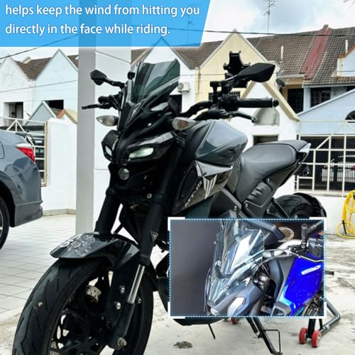 Midimttop Motorcycle MT07 WindScreen Windshield Windproof Protector Flyscreen Pare-brise Front Fairing Win Deflector compatible with Ya&ma&ha MT-07 MT 07 Accessories 2021 2022 2023 2024 (Smoke) - Image 3