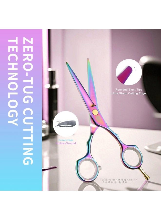 Purple Dragon 5.5 inch Hair Cutting Scissors Set with Razor, Leather Scissors Case, Barber Hair Cutting Shears Hair Thinning/Texturizing Shears for Professional Hairdresser or Home Use (Multi-colored) - Image 4