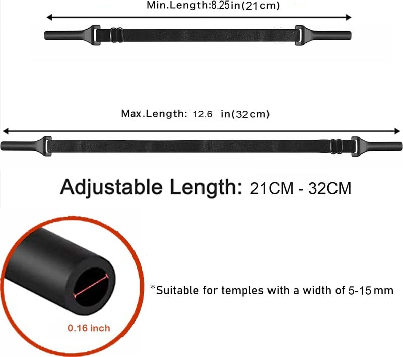 ROSSINI أحزمة نظارات قابلة للتعديل ROCF ROSSINI - 6 قطع حزام مرن بدون ذيل للنظارات الشمسية للرجال والنساء وحبال نظارات للأطفال - Image 2