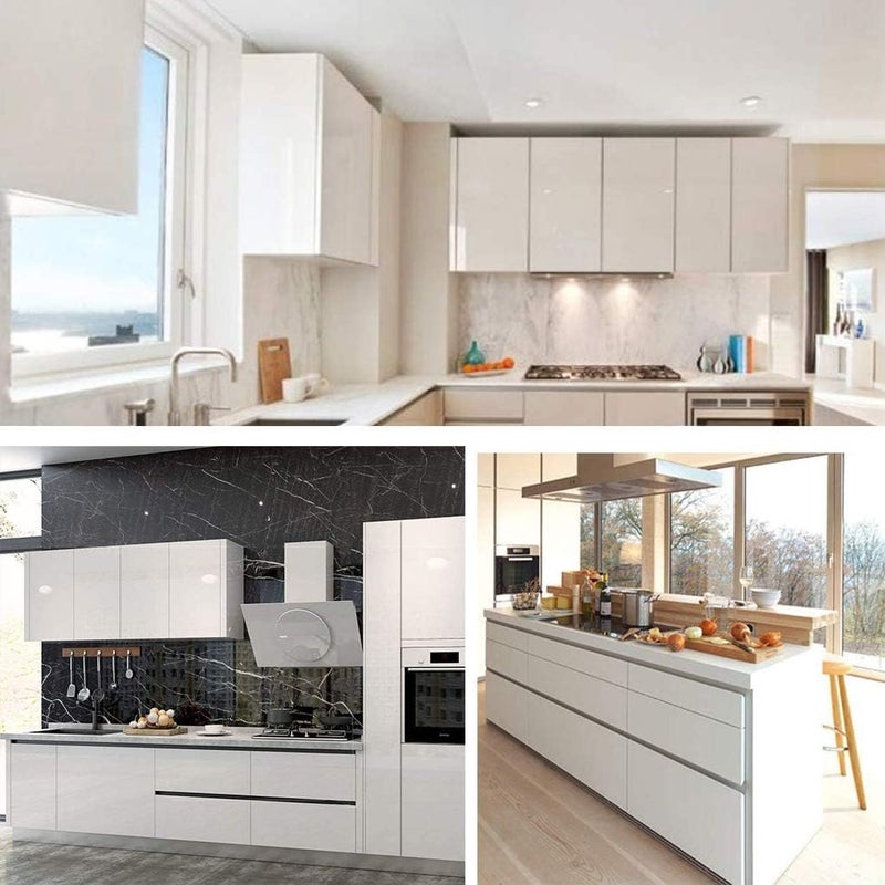 اي ار اس ورق لاصق لامع من ARS، 500 × 60 سم، ورق جدران ذاتي اللصق بنمط رخامي، ملصق حائط قابل للإزالة، مصنوع من مادة PVC، مقاوم للماء والزيوت، ملصقات بيضاء لامعة قابلة للإزالة، مناسبة للمطبخ والحمام وأسطح العمل والخزائن - Image 2