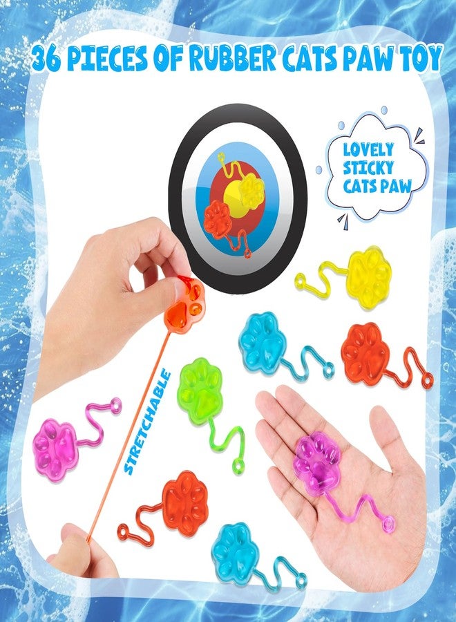 VEYLIN 36Pcs Sticky Hands Bulk, Cute Cat Paw Shape Stretchy Sticky Hand for Kids Throw at Wall Classroom Prizes Birthday Party Favors and Gift - Image 3