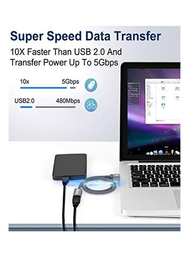 نيبمينينت كابل تمديد من أكوادا Type A ذكر إلى USB أنثى مكون قطعتين رمادي - Image 2