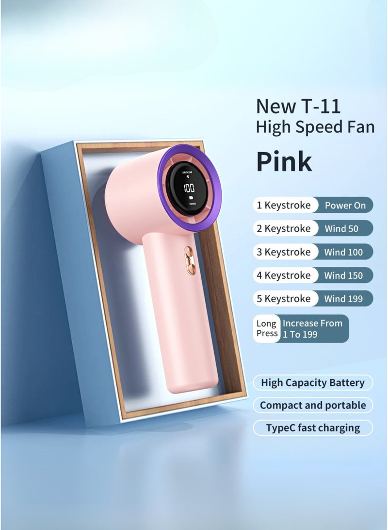 MIKUSO Portable Handheld Mini Fan, Turbo Fan with 3600mAh Battery, 50000RPM Speed, USB C Rechargeable, 1-200 Speed Settings, Digital Display, Ideal for Travel, Camping, Outdoor Use for Women & Men - Image 2