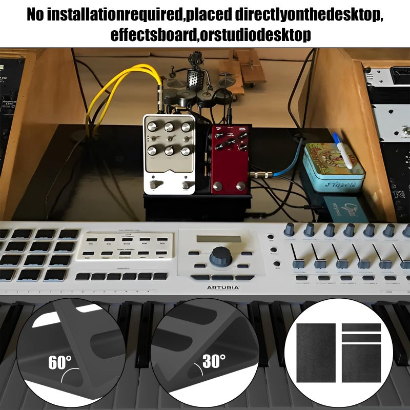 Bantlou Extended Mini Guitar Pedal Board | Tilting Desktop Effects Pedal Board with Non-Slip Feet | 30Â° and 60Â° Tilt Angle Design | Suitable for Recording Studios, Desktops, and Practice Scenarios - Image 2