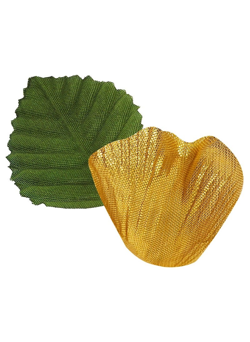 Rose Petal Confetti Metallic Gold Green Polyester 5cm 100-Pack