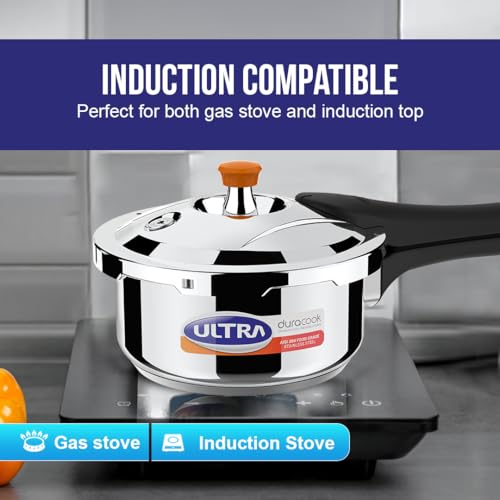 ULTRA Duracook 2.L StainlessSteel Outer Lid,AISI 304 Food Grade SS Pressure Cooker (2 Litre),Froth Collector,spillage Control,Induction&cooktop Compatible,Injection Moulded Bakelite Handles,ISI. - Image 3