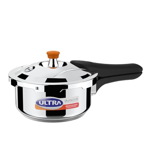 ULTRA Duracook 2.L StainlessSteel Outer Lid,AISI 304 Food Grade SS Pressure Cooker (2 Litre),Froth Collector,spillage Control,Induction&cooktop Compatible,Injection Moulded Bakelite Handles,ISI. - Image 1