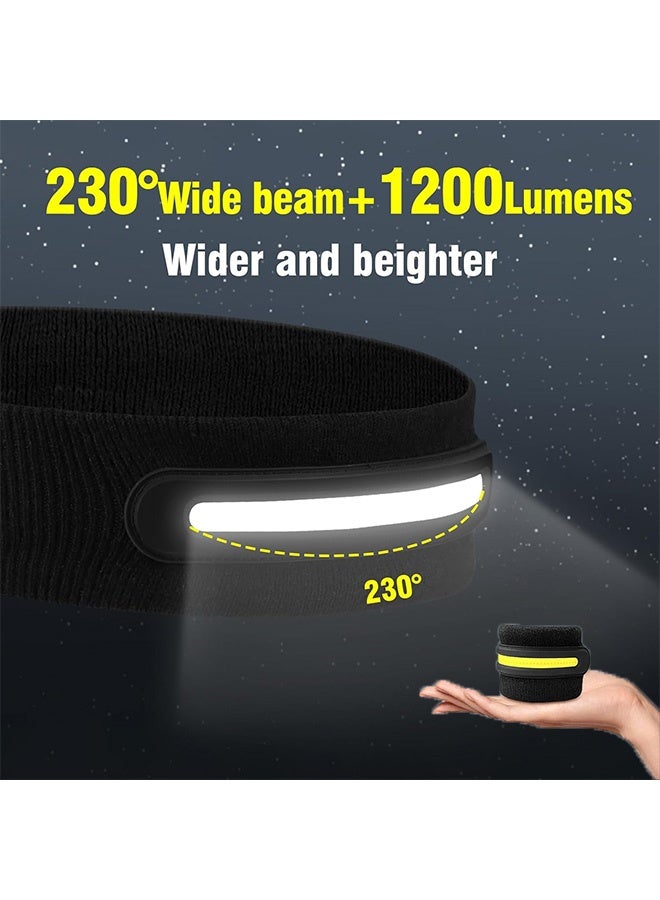 Gecomo Headlamp, LED Headband with Light for Outdoor Sports, USB Rechargeable 3 Kinds of Brightness Settings Sweat Absorption Lighted Headband (Black) - Image 5