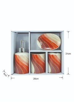 BABAZAM 4 Pieces Bathroom Accessories Set Toothbrush Cup & Holder Lotion Liquid Soap Dispenser & Tray Red 21x26x9cm  - Image 1