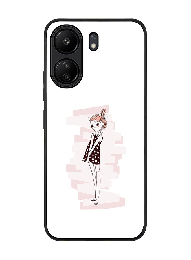 Stylizedd Rugged Black edge case for Xiaomi Poco C65, Slim fit Soft Case Flexible Rubber Edges Anti Drop TPU Gel Thin Cover- Shy Teen - Image 1