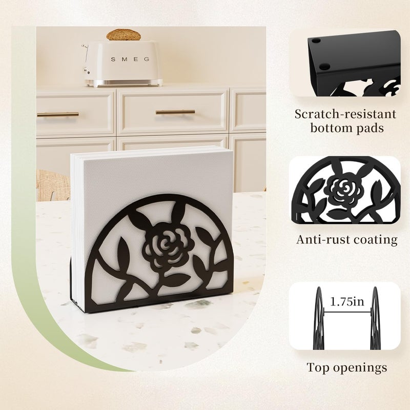 Epicano Napkin Holder for Table,Metal Rose Standing Napkin Holderfor Kitchen Dining Tables & Countertops, Paper Cocktail Napkins Holder Dispenser for Indoor & Outdoor,Unique Table Decor Gifts - Image 4