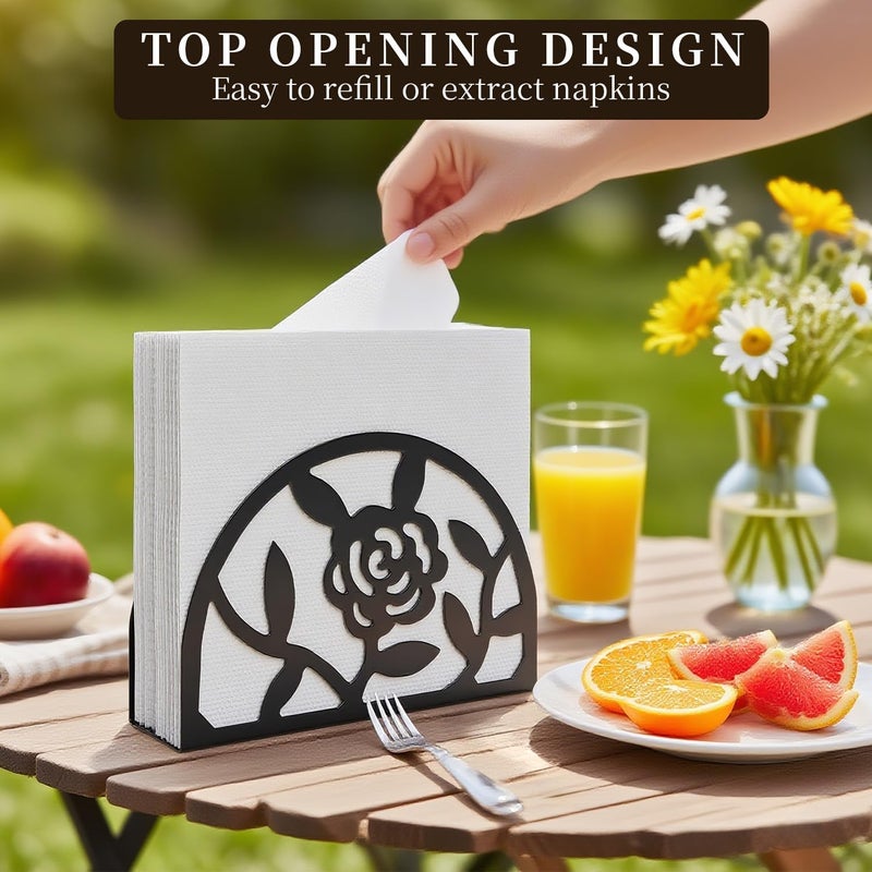 Epicano Napkin Holder for Table,Metal Rose Standing Napkin Holderfor Kitchen Dining Tables & Countertops, Paper Cocktail Napkins Holder Dispenser for Indoor & Outdoor,Unique Table Decor Gifts - Image 3