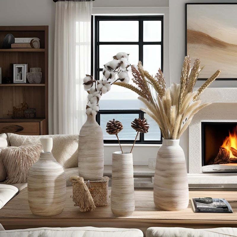 ALMA 2024 Update ALMA White Tall Vase 11 Inch Tall  Ceramic Boho Vase for Tulips|Medium Table Vase for Pampas Grass in Any Modern Home Decor Kitchen Table Centerpiece  Shelf  Mantel Decor - Image 4