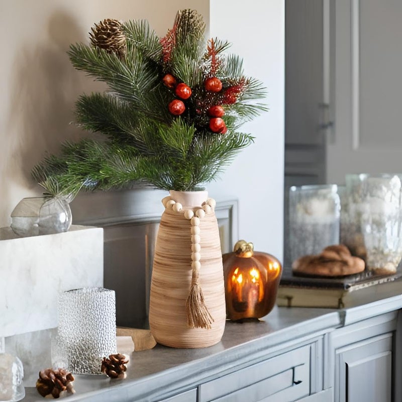 ALMA 2024 Update ALMA White Tall Vase 11 Inch Tall  Ceramic Boho Vase for Tulips|Medium Table Vase for Pampas Grass in Any Modern Home Decor Kitchen Table Centerpiece  Shelf  Mantel Decor - Image 2